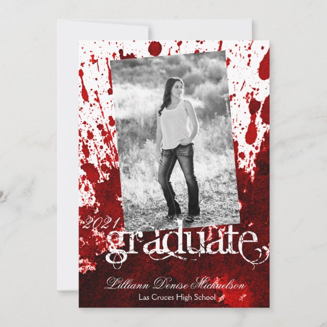 5x7 Senior Announcement Blood Splatter Vampire Got (Front)