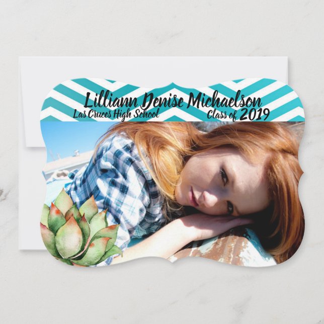 5x7 Senior Announcement Boho Cacti Cactus Succulen (Front)