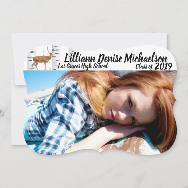 5x7 Senior Announcement Deer Doe Buck Woodland Hun (Front)