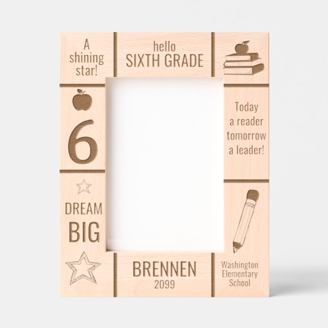 5x7 SIXTH GRADE Elementary School Photo Custom Engraved Frames (Front)