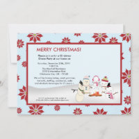 5x7 Snowman Family Snow Christmas Party Invitation