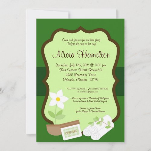 5x7 Spa Retreat Green Bachelorette Invitation