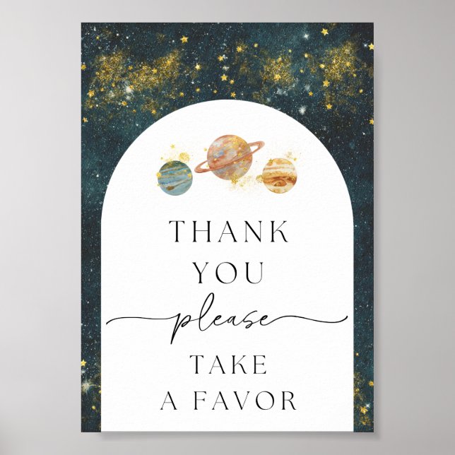 5x7 Space Thank You Sign | Space Favor Sign (Front)