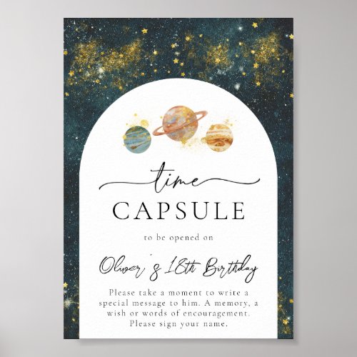 5x7 Space Time Capsule Sign  Space Birthday