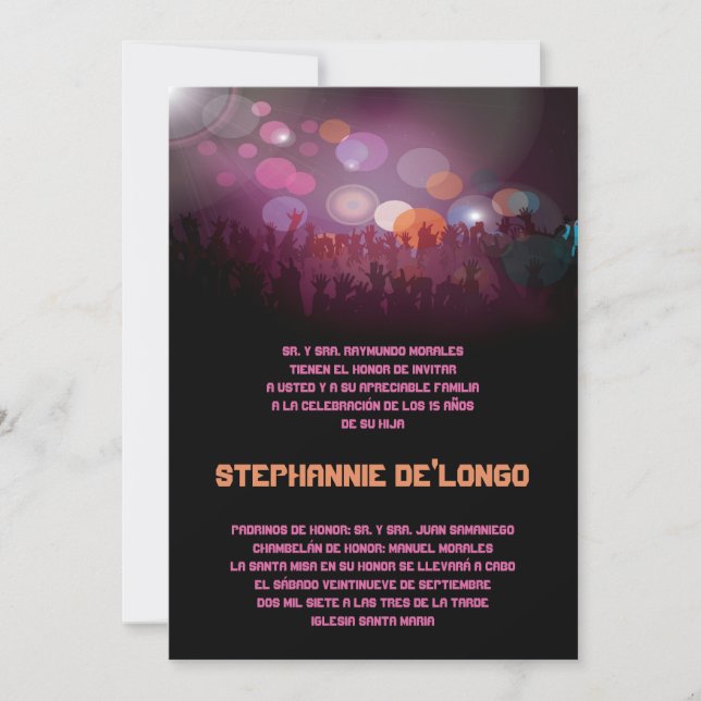 5x7 Spanish Band Quinceanera Birthday Invitation (Front)