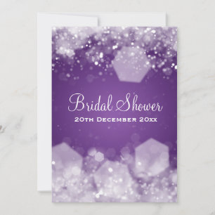 5x7 Sparkling Night Purple Elegant Bridal Shower Invitation