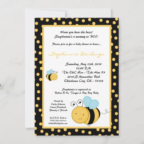 5x7 Spring Honey Bumble Bee Baby Shower Invitation