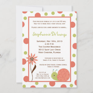 5x7 Spring Snail Bug Flower Baby Shower Invitation