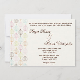 5x7 Spring Time Flower Linen Wedding Invitation
