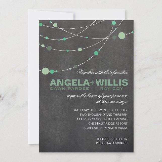 5x7 Stylish Strands | chalkboard mint FELT Invitation (Front)