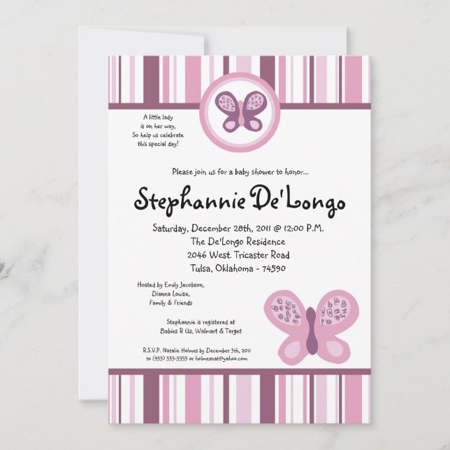 5x7 Sugar Plum Baby Shower Invitation (Front)