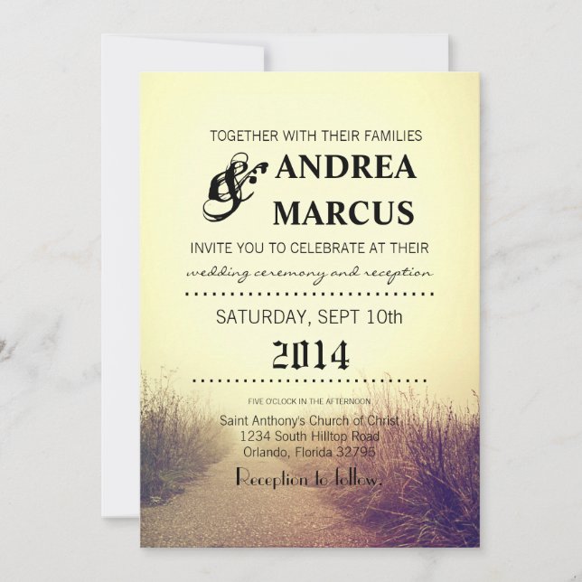 5x7 Sunrise Pathway Walkway Pat Wedding Invitation (Front)