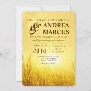 5x7 Sunrise Wheat Country Rusti Wedding Invitation