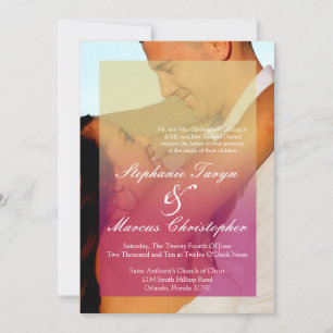 5x7 Sunset Fade Pink Tan Wedding Invitation