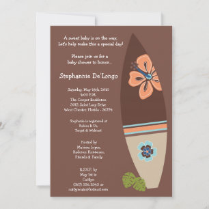 5x7 Surfer Baby Surf Boards Baby Shower Invitation