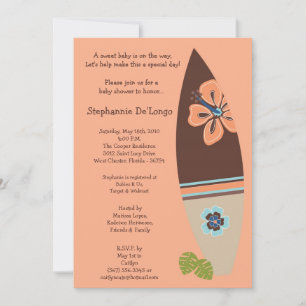 5x7 Surfer Baby Surf Boards Baby Shower Invitation