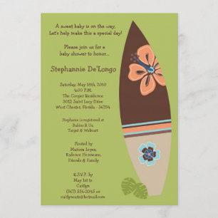 5x7 Surfer Baby Surf Boards Baby Shower Invitation
