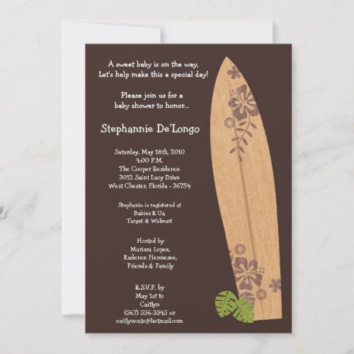 5x7 Surfer Baby Surf Boards Baby Shower Invitation