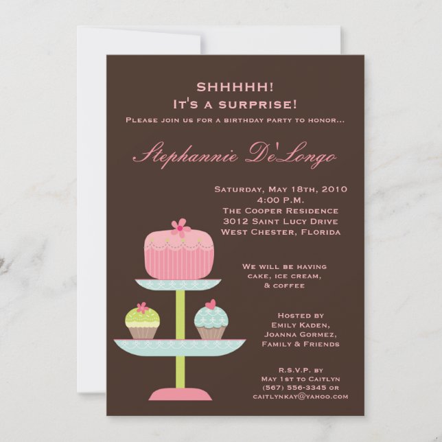 5x7 Sweet Treats Cup Cake Birthday Invitation (Front)