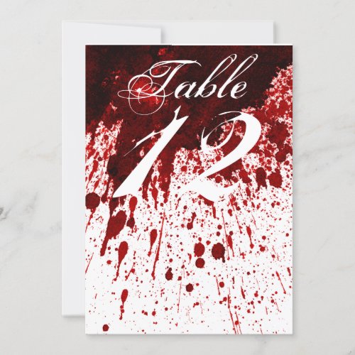 5x7 Table Number Card Blood Splatter Vampire Gothi