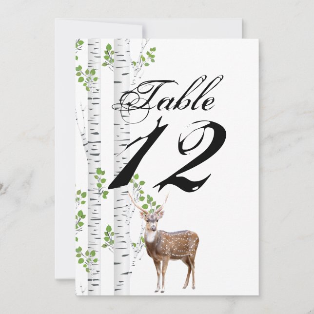 5x7 Table Number Card Deer Doe Buck Woodland Hunti (Front)