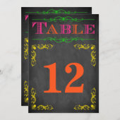 5x7 Table Number Card | Neon Chalkboard (Front/Back)