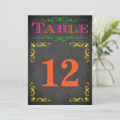5x7 Table Number Card | Neon Chalkboard (Standing Front)