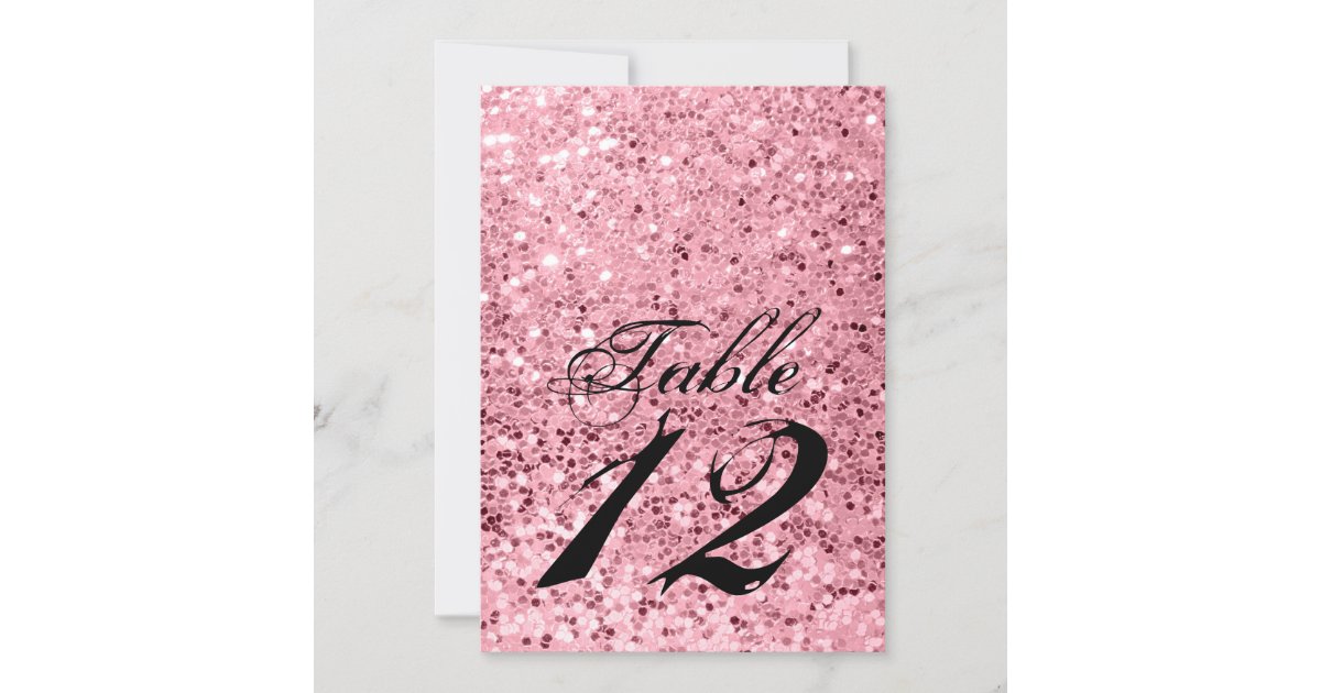 5x7 Table Number Card Rose Gold Glitter | Zazzle