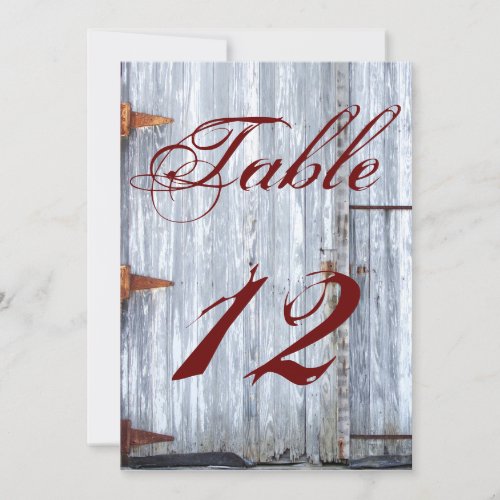 5x7 Table Number Card White Wash Wood Barn Door Co