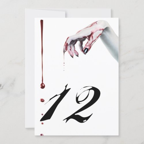 5x7 Table Number Card zombie blood drip vampire Go