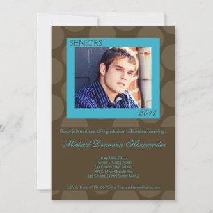 5x7 Teal Circle Polk Photo Graduation Announcement