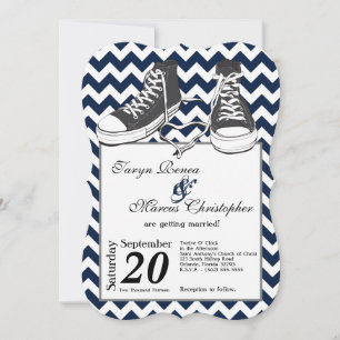 5x7 Teenage Sneakers Chevron Wedding Invitation