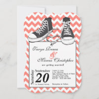 5x7 Teenage Sneakers Chevron Wedding Invitation