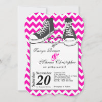 5x7 Teenage Sneakers Chevron Wedding Invitation