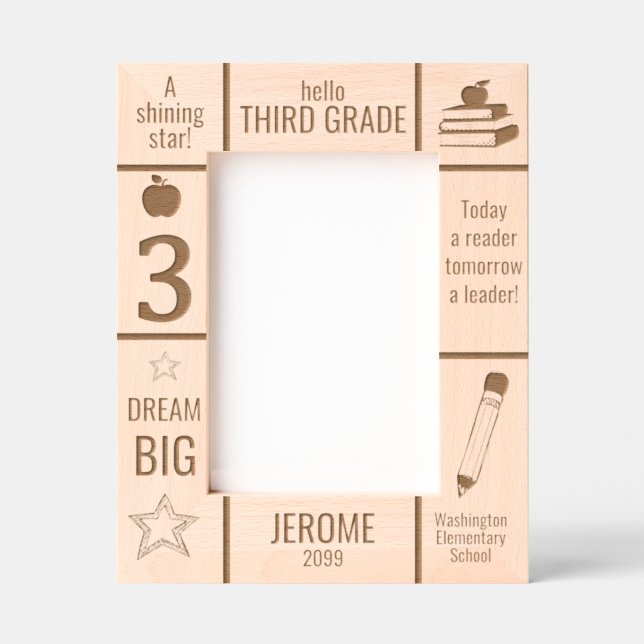 5x7 THIRD GRADE Elementary School Photo Custom Engraved Frames (Front)