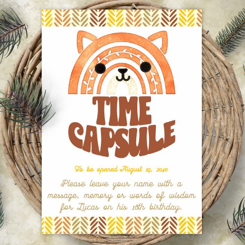 5x7 Time Capsule Boho Woodland Fox Birthday Poster