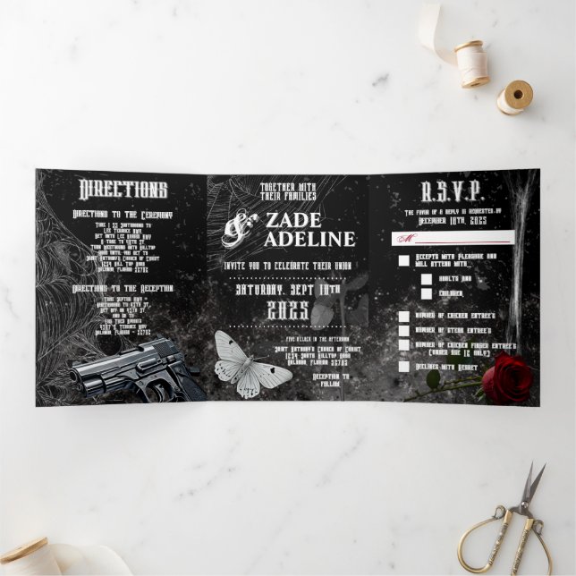 5x7 Trifold Wedding Invitation Haunting Adeline Za (Inside)