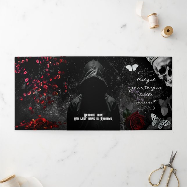 5x7 Trifold Wedding Invitation Haunting Adeline Za (Outside)