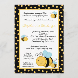 5x7 TRIPLETHoney Bumble Bee Baby Shower Invitation