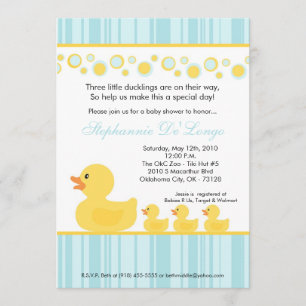 5x7 TRIPLETS Rubber Duck Baby Shower Invitation