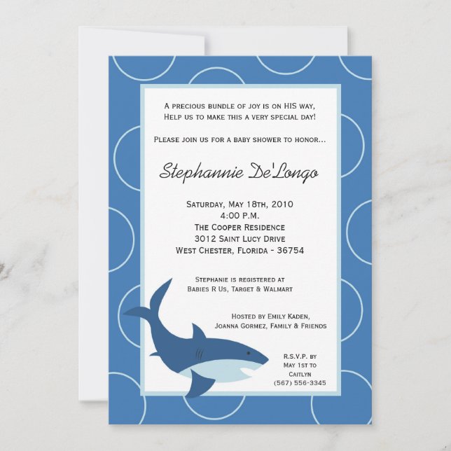 5x7 Tropical Hawaiian Shark Baby Shower Invitation (Front)