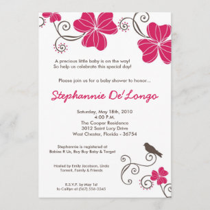 5x7 Tropical Luau Flower Baby Shower Invitation