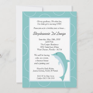 5x7 Tropical Ocean Dolphin Birthday Invitation