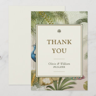 5x7 Tropical Peacock Palm Blank Wedding Thank You Card
