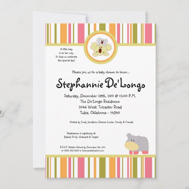 5x7 Tropical Punch Baby Shower Invitation (Front)