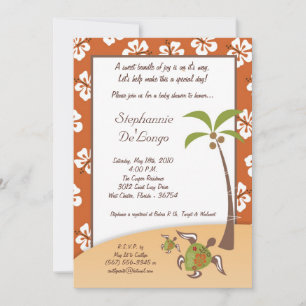 5x7 Tropical Turtle Mama Baby Shower Invitation