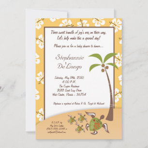 5x7 Tropical Turtle Mama TRIPLET Shower Invitation