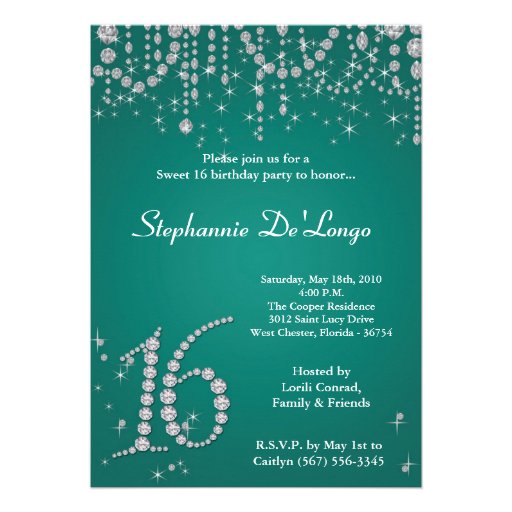 Turquoise Sweet 16 Invitations 6