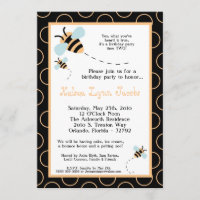 5x7 TWINS Bumble Honey Bee Birthday Invitation