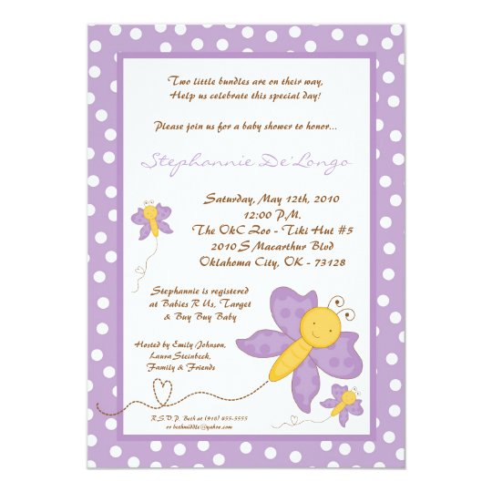 Purple Butterfly Baby Shower Invitations 10